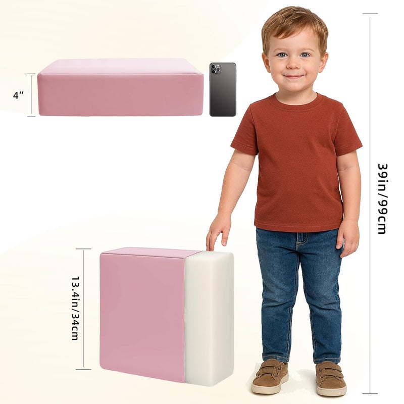 Eiury Toddler Booster Seat Dining Table Kitchen Chair, Waterproof Anti-Scratch PU Cushion, Non-Slip Bottom, Adjustable Buckle Straps, Easy Clean Portable Seat Cushion (Pink) - Image 5